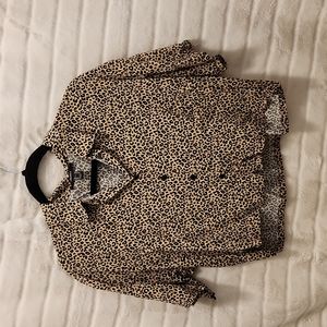 Cropped Leopard Print button down shirt